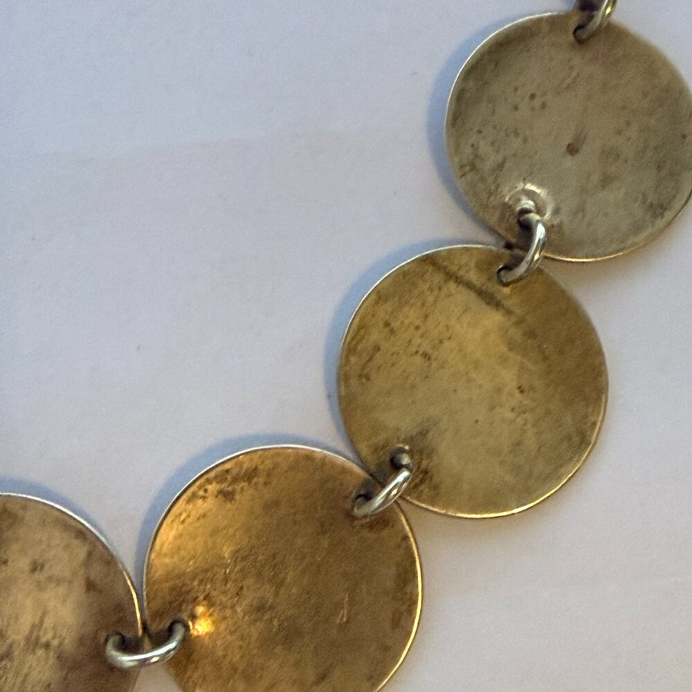 Hammered Brass Disc Panel Necklace - image 7
